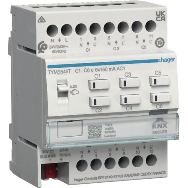 Hager Heizungsaktor 6fach KNX Secure, 24/230V TYMS646T